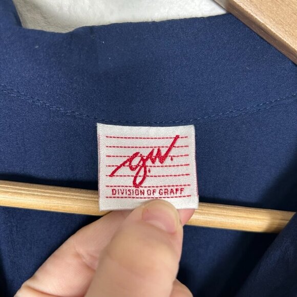 GW White and Blue rhinestoned Vintage Western Style Collared Blouse Sz. Large - Picture 8 of 8